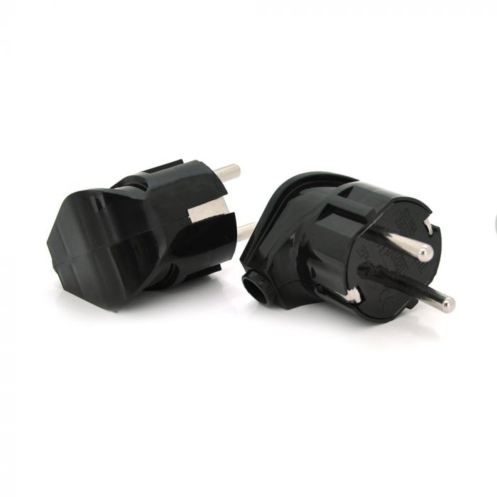 
					Вилка з заземленням кутова, 16A 250V, A713, Black, Q24