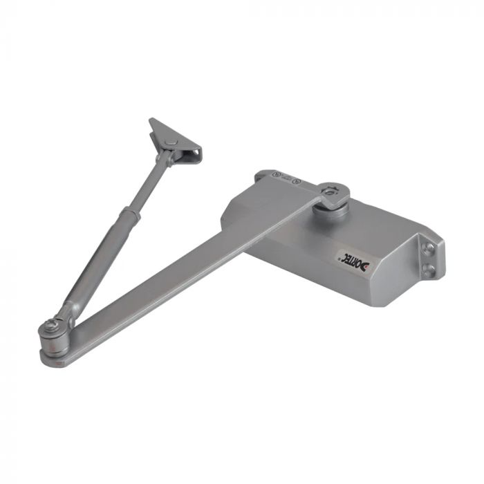 
					Доводчик DT-64H з фікцацією у відкритому положенні, зусилля 65-85 кг розмір 223x45x72, срібло