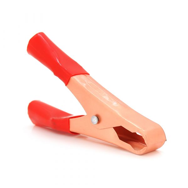 
					Затискач акумуляторний "крокодил" червоний 60А 100мм (еластичний гумовий кожух)