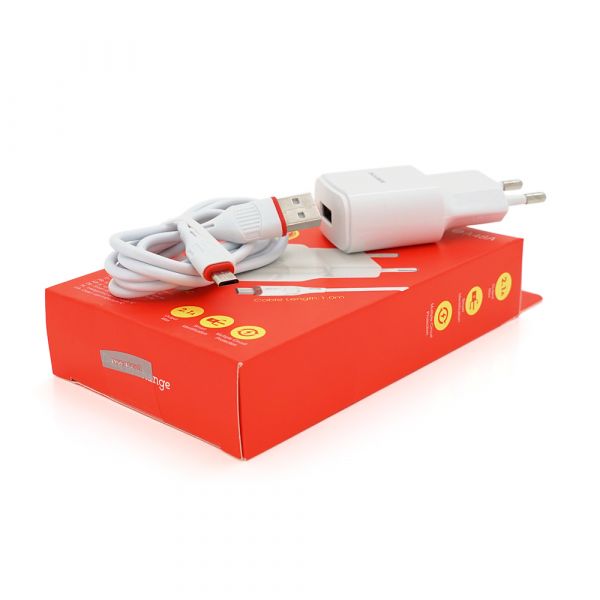 
					Набір BOROFONE BA48A СЗУ 1xUSB+ кабель Micro, 2.1A, 1м, White, Box
