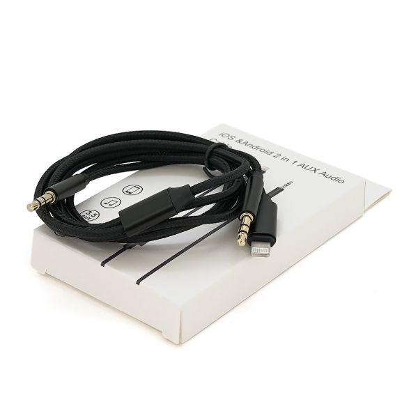 
					Перехідник Jack 3.5mm(M) =>Lighting(M)+Jack 3.5mm(M), 1м, Black, Box