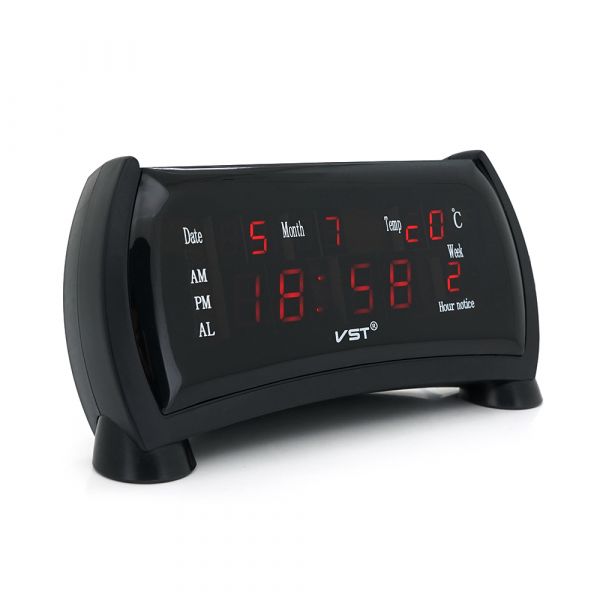 
					Електронний годинник VST-761WX, з датчиком температури, будильник, живлення від кабелю 220V, Red Light