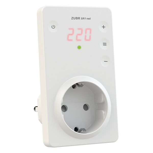 
					Побутове захисне реле напруги однофазне SR1red в розетку , 16А, 3000ВА, 120-280В, з індикатором напруги (Червоний)