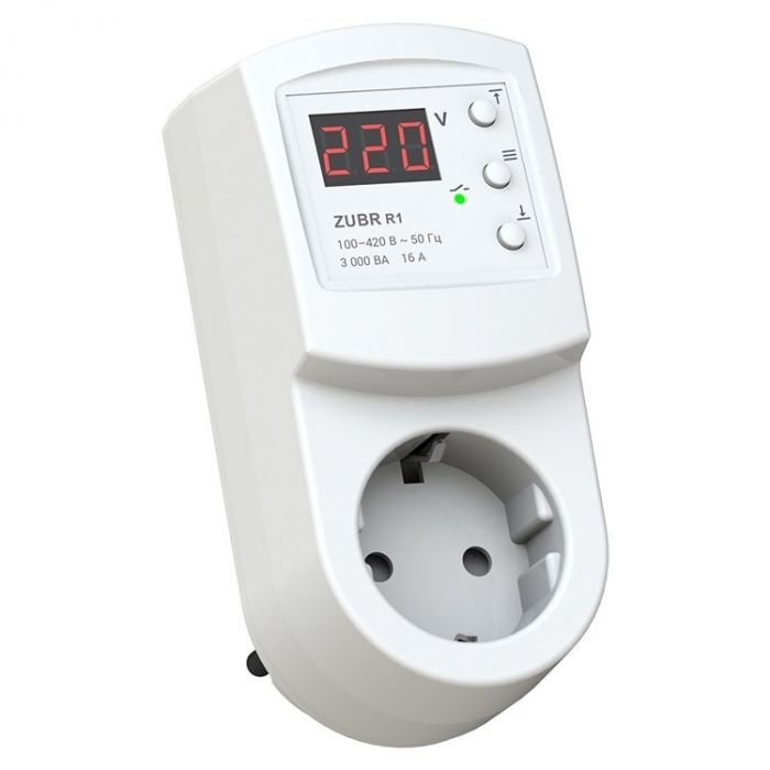 
					Побутове захисне реле напруги однофазне SR1red в розетку , 16А, 3000ВА, 120-280В, з індикатором напруги (Червоний)