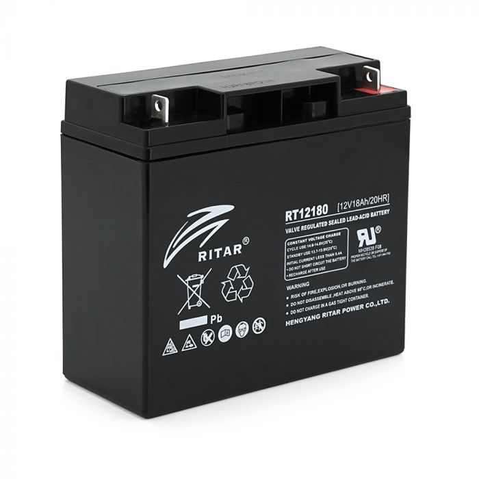 
					Акумуляторна батарея AGM RITAR RT12180BL5, Black Case, 12V 18.0Ah (181х77х167) Q4