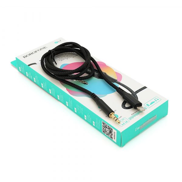 
					Перехідник Borofone BL7 Jack 3.5mm(M) =>Lighting(M), 1м, Black, Box