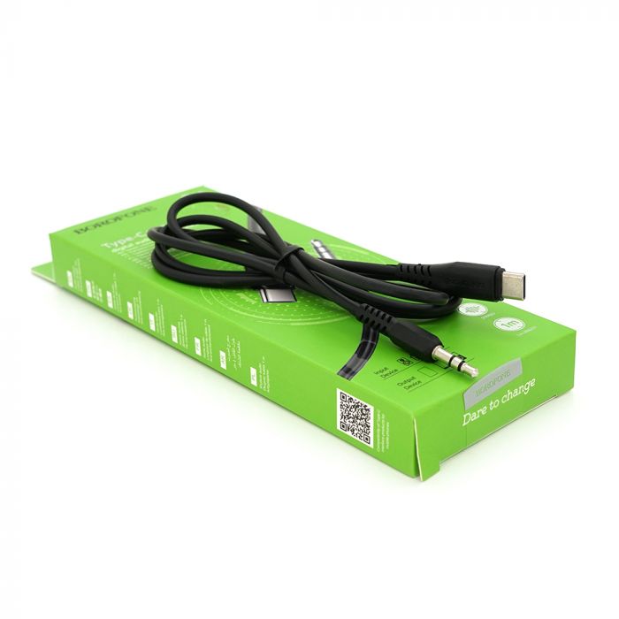
					Перехідник Borofone BL8 Jack 3.5mm(M) =>Type-C(M), 1м, Black, Box