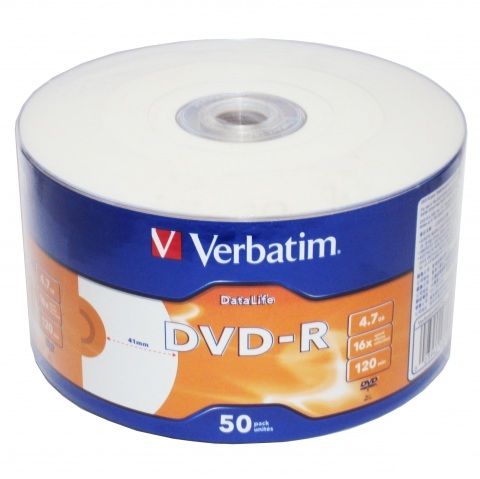 Диск DVD-R 4.7GB  16x   50рсs  Verbatim Matt Silver Cake
