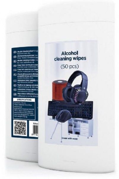 Gembird CK-AWW50-01 серветки спиртові для TFT/LCD, туба 50шт