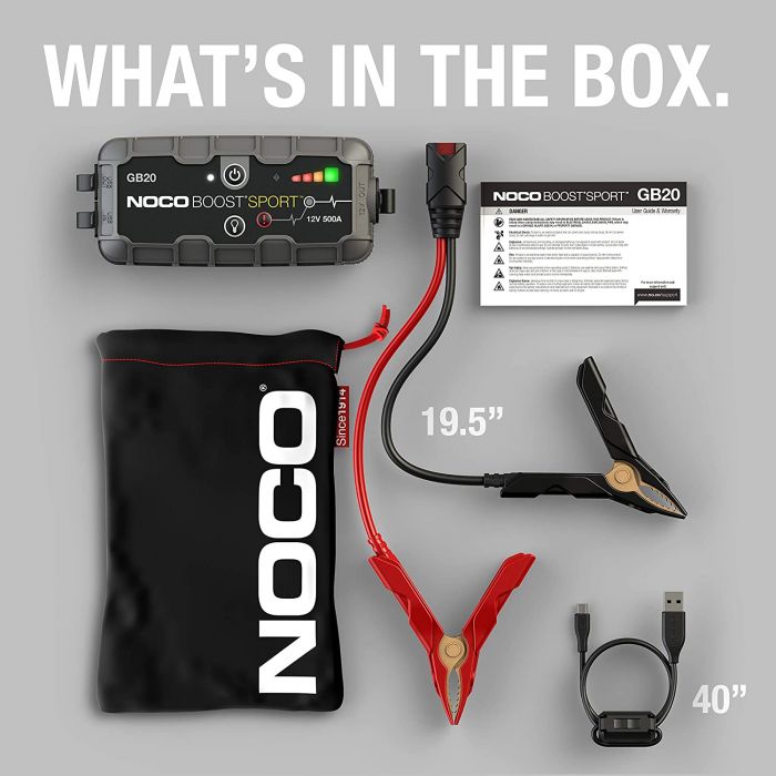 Пуско-зарядний пристрій Noco GB20 Boost Sport 500A UltraSafe Lithium Jump Starter, IP65, Power Bank