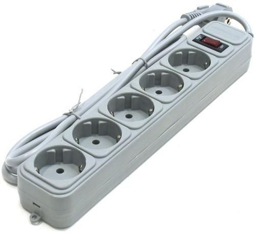Мережевий фільтр 3.0м Geмbird SPG5-G-10G 5розеток, сірий