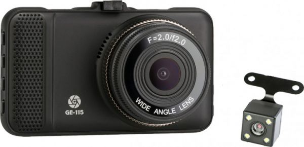 Відеореєстратор Globex GE-115; роздільна здатність відео 1920x1080; кут огляду 120°; формати відео AVI,MJPEG