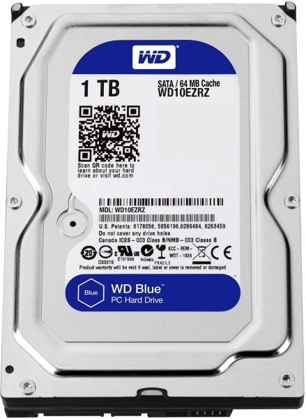 Жорсткий диск 3.5"  1TB Western Digital Blue   SATA 3, 64MB, 5400rpm  (WD10EZRZ)