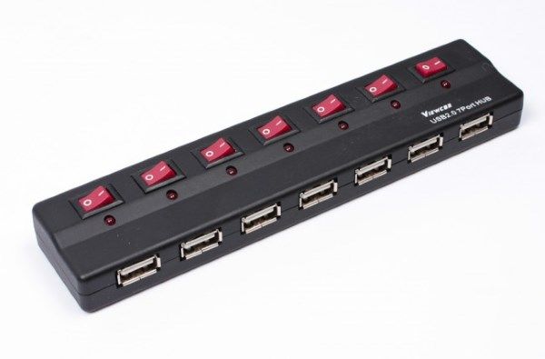 Адаптер USB Hub Viewcon VE 411 USB 2.0  7-port, 7-switch, ext.power
