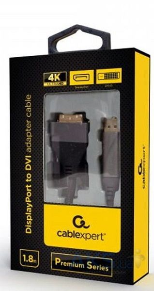 Кабель Display Port to DVI 24+1pin Cablexpert CC-DPM-DVIM-4K-6, DisplayPort вилка / DVI вилка, 1.8 м
