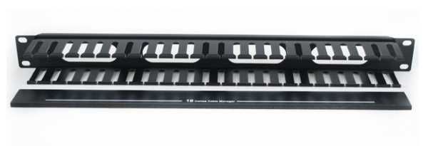 Кабельний організатор 1U 19" з кришкою, чорний, EPNew