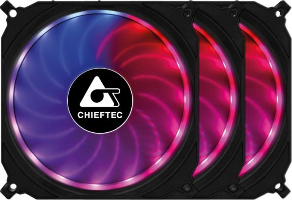 Вентилятор корпусний 3шт набір ChiefTec TORNADO (CF-3012-RGB) 3x120mm, 1200rpm, 6pin, 16dBa+Fan HUB+Remote Control