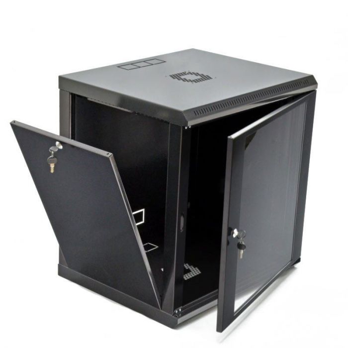 Шафа CMS 12U, 600x600x640мм (Ш*Г*В), економ, акрилове скло, чорна (UA-MGSWL126B)