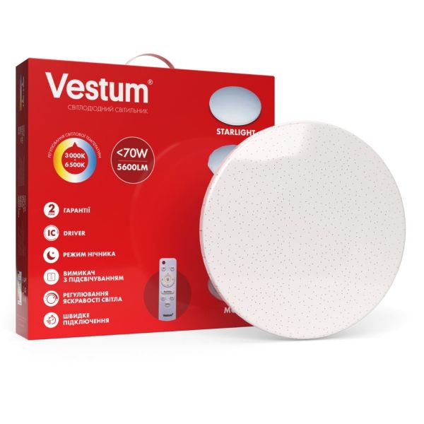 Світильник SMART Vestum STARLIGHT 70W 385*60мм 3000K-6500К, 5600Lm з д/у