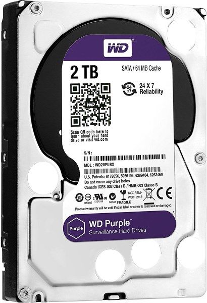 Жорсткий диск 3.5"   2TB Western Digital Purple Surveillance   SATA 3, 64MB, 5400RPM  (WD20PURZ)