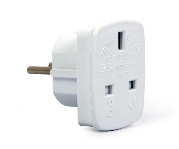 Перехідник Cablexpert A-AC-UKEU-001 , UK-розетка - Евро-вилка, 7.5 А білий