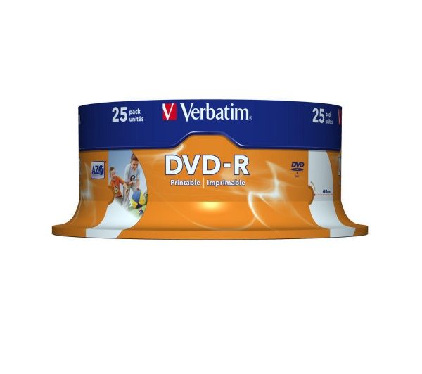 Диск DVD-R 4.7GB  16x   25pcs  Verbatim Wide Inkjet Printable ID Brand  Spindle