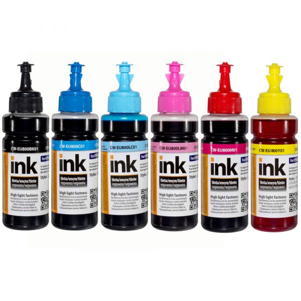 Чорнило Epson L800 (6х100мл) UV BK/С/M/LС/LM/Y Комплект  (CW-EU800SET01)  *ColorWay
