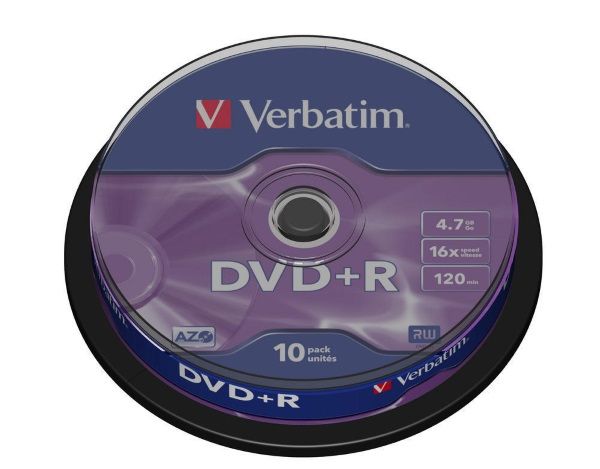 Диск DVD+R 4.7GB  16x   10pcs  Verbatim Matt Silver Cake