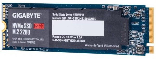 Твердотільний диск M.2  256GB GigaByte   PCI-Express 3.0 x4, NVMe 1.3 Read:1700MB/s Write:1100MB/s  (GP-GSM2NE3256GNTD)