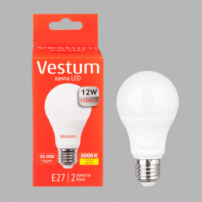 Лампа LED Vestum A60 12W 3000K 220V E27