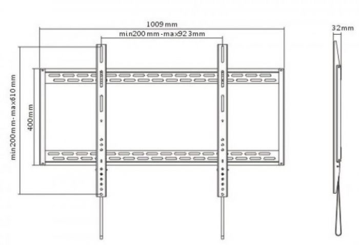 Кронштейн iTech PLB-100  60" - 100"; до 100 кг; VESA:200x200,400x200,300x300,400x400,600x400,800х400,900х600,1000х800 мм
