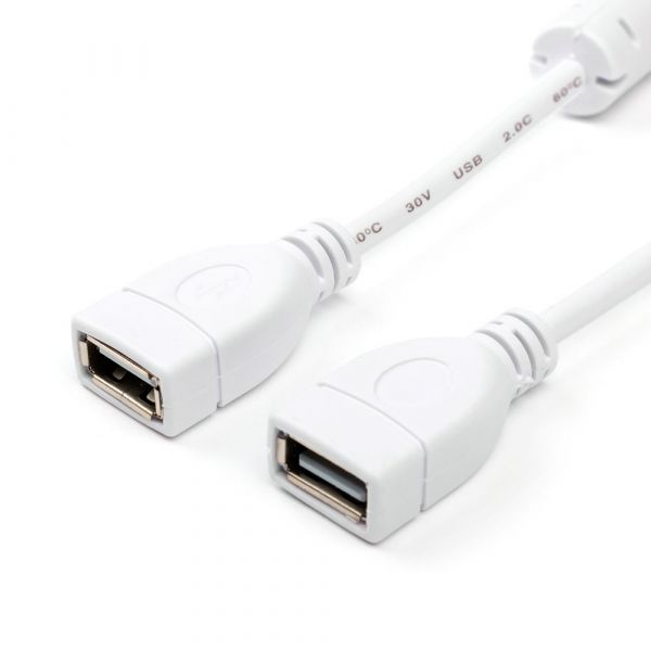 Кабель Atcom USB - USB V 2.0 (F/F), 1.8 м, white (15647)