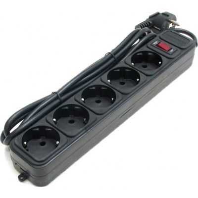 Мережевий фільтр 1.8м Geмbird SPG5-G-6B 5розеток, чорний