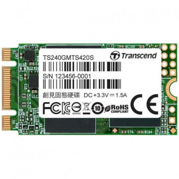 Твердотільний диск M.2   240GB  Transcend MTS420   SATA 3D TLC NAND  (TS240GMTS420S)