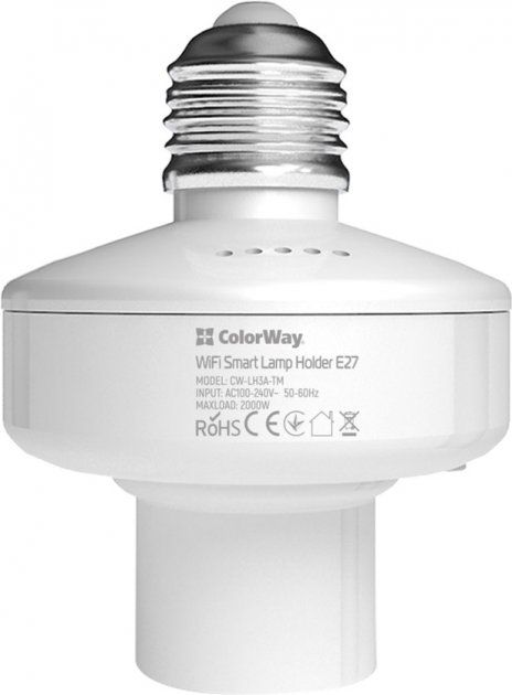Розумний Wi-Fi-патрон ColorWay для лампочки (патрон) E27 (CW-LH3A-TM)