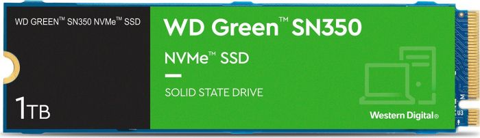 Твердотільний диск M.2  1TB  Western Digital WD Green SN350   NVMe PCIe 3.0 x4, Read/Write 3200/2500 MB/sec 3D NAND QLC (WDS100T3G0C)