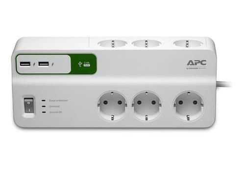 Мережевий фільтр 1.8м APC PM6U-RS Essential SurgeArrest 6 outlets + 2 USB (5V, 2.4A) port
