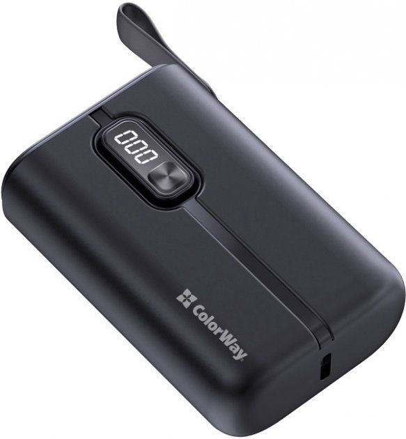 Універсальна мобільна батарея 10000mAh ColorWay Full power Black (USB QC3.0 + USB-C PD 22.5W)