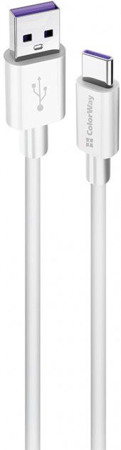 Кабель ColorWay USB - Type-C (Fast Charging) 5.0А 1м білий (CW-CBUC019-WH)