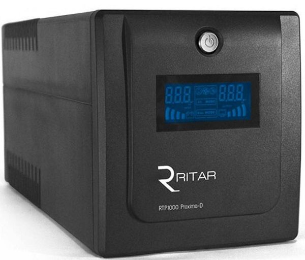 Блок безперебійного живлення Ritar  RTP1000 (600W) Proxima-D, LED, AVR, 3st, 4xSCHUKO socket, 2x12V7Ah, plastik Case ( 460 x 225 x 245 ) 8,9 кг