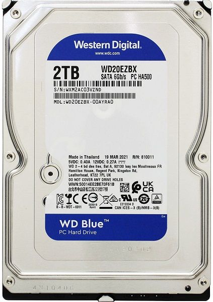 Жорсткий диск 3.5"   2TB Western Digital Blue   SATA 3, 256MB, 7200rpm  (WD20EZBX)