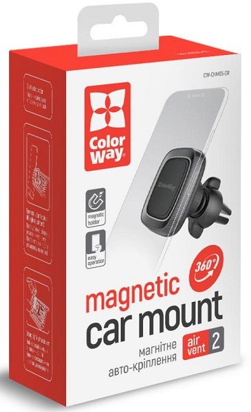 Автотримач СolorWay для смартфону магнітний Air Vent-2 (360 ° rotation) Gray