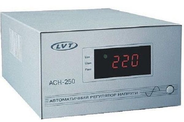 Стабілізатор напруги LVT ACH-250 UA-продукт (145-280В, релейний, синусоїдальна, 250Вт пост., 900Вт макс короткотривала, 2кг, 125х80х192)