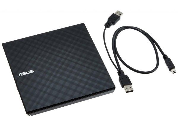 Оптичний привід зовнішній DVD+/-RW ASUS SDRW-08D2S-ULITE/BLACK/ASUS  BOX, USB 2.0, чорний, SLIM