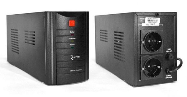 Блок безперебійного живлення Ritar  RTM500 ((300W) Standby-L, LED, AVR, 4st, 2xSCHUKO socket, 1x12V4.5Ah, metal Case)