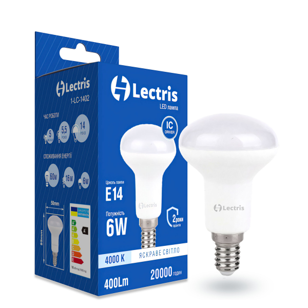 Лампа LED Lectris R50 6W 4000K 220V E14