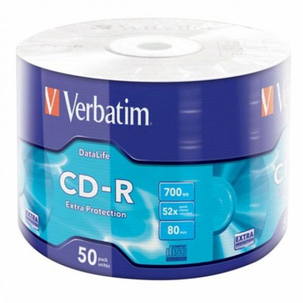 Диск CD-R 700MB  52x   50pcs  Verbatim Inkjet Printable  Wrap Spindle