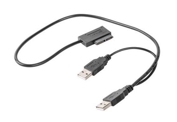 Перехідник Cablexpert A-USATA-01з USB 2.0 на Slimline SATA 13 pin підтримує  тонкий 13-контактний диск SATA, 0.5м