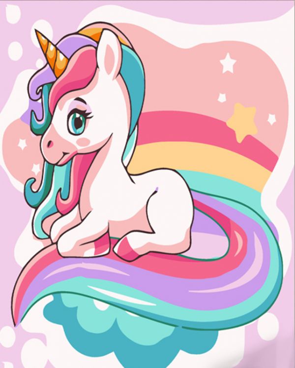 Картина за номерами Strateg ПРЕМІУМ Казковий єдиноріг розміром 30х30 см (ES155)