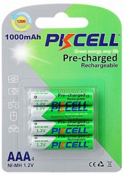 Акумулятор AAA 1000mAh PKCELL NiMH Already Charged (4шт/уп)